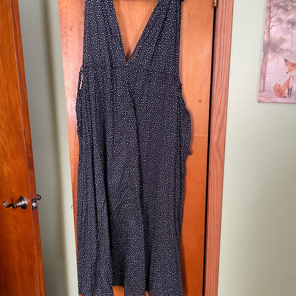 J. Crew Navy Polka Dot Maxi Dress